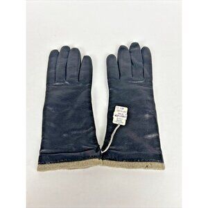 Faii Italy Made Vintage Black Ultrasoft Leather Cashmere Wool Gloves Size 7.5